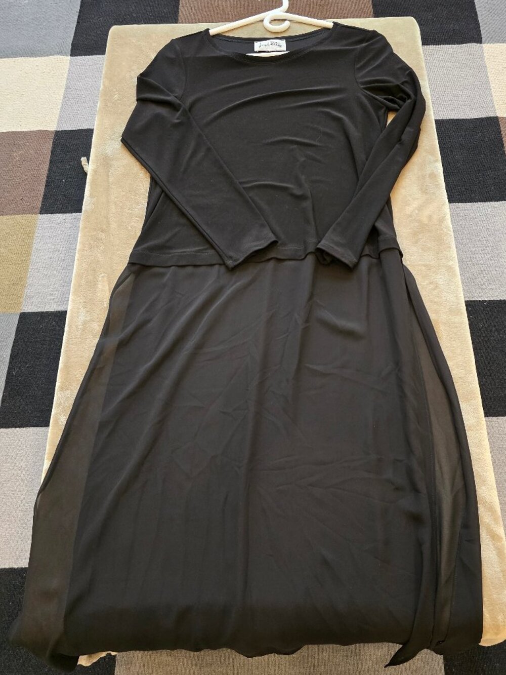 Joseph Ribkoff Black Silky Knit & Georgette Layered Maxi Dress - Size 8/10